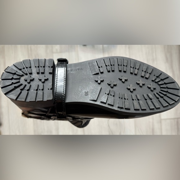 Stuart Weitzman Black Leather & Rubber Stirrup Rain Boots Size 39 (Size 8.5) - Picture 12 of 16